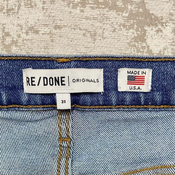 Re/Done Originals High Rise Ankle Crop Stretch Jeans in Mid 90's - Picture 4 of 6